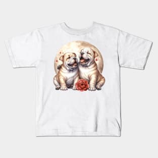 Valentine Bulldog Couple Kids T-Shirt